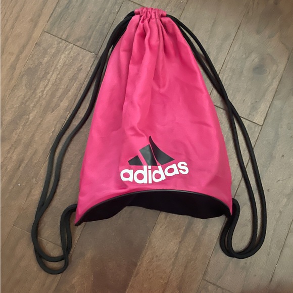 Adidas drawstring Pink Black Gym Athletic back pack bag